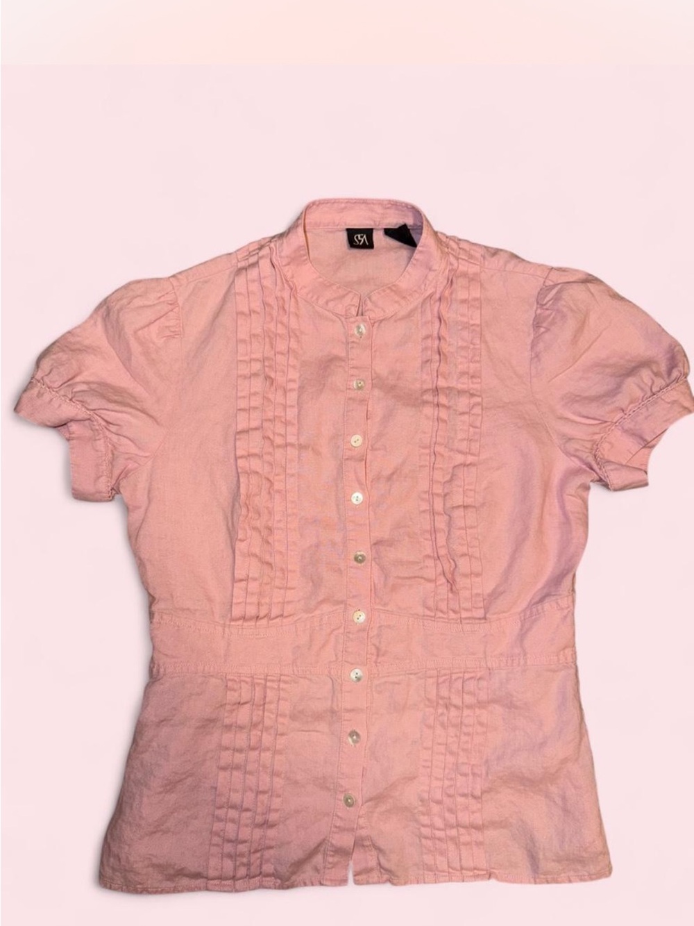 Saks Fifth Avenue Pink Ruffled Button-Front Women's Blouse